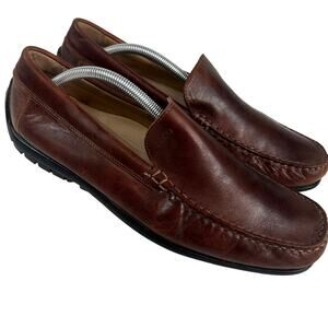 Ecco Leather Driving Loafers Slip On Brown Latex  45